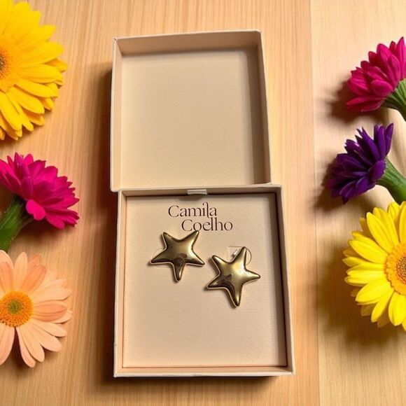 Camila Coelho Golden Gleam Star Medallion Earrings New! - Picture 2 of 4